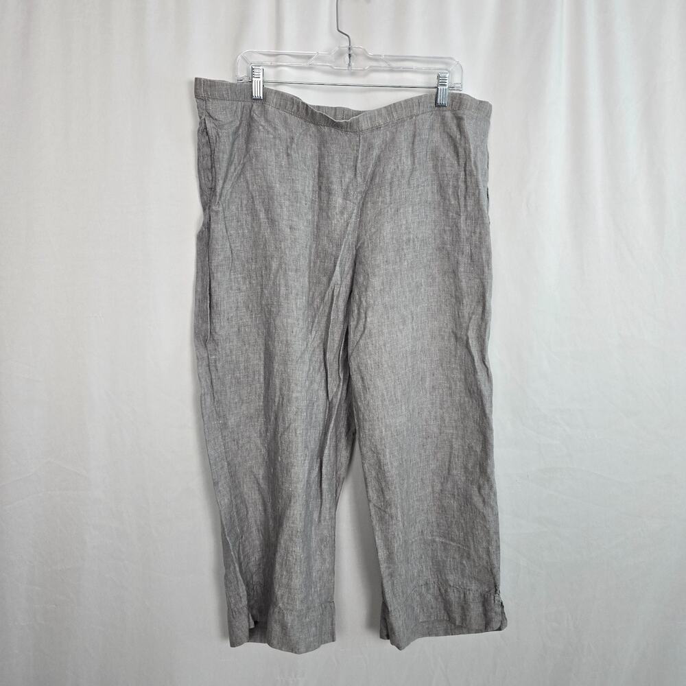 Women's Gray Linen Crop Pants